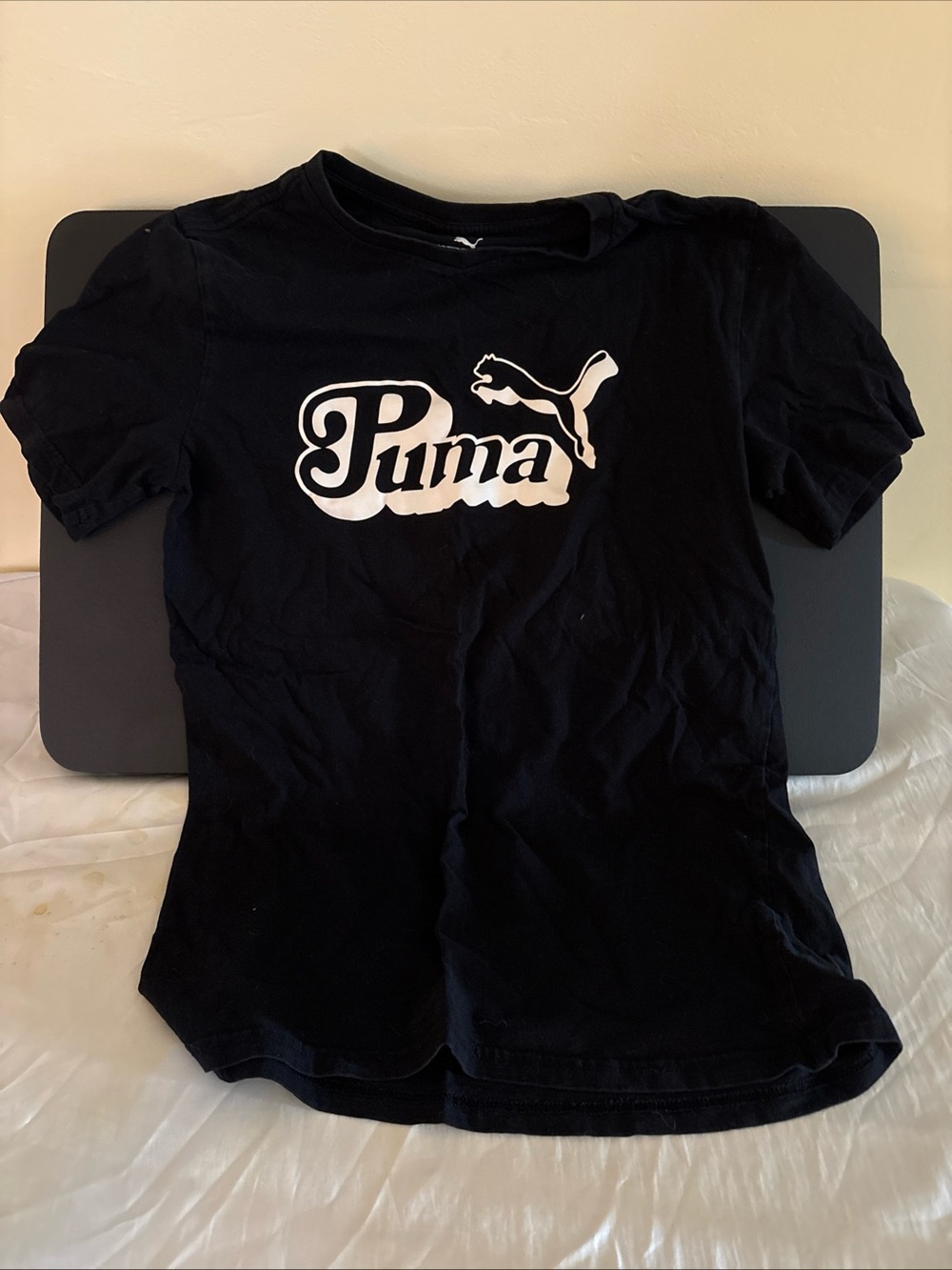 Puma Black Shirt with White Logo Print